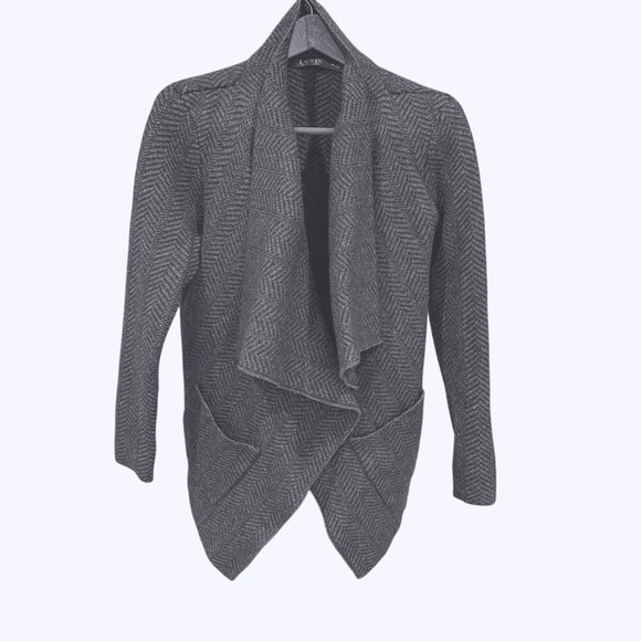 Ralph Lauren Sweaters - Ralph Lauren Charcoal 71% Wool Knit Open Cardigan w/ Pockets Women's Medium EUC